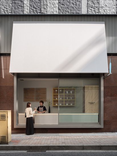 Window counter of Blue Bottle Coffee shop in Kobe