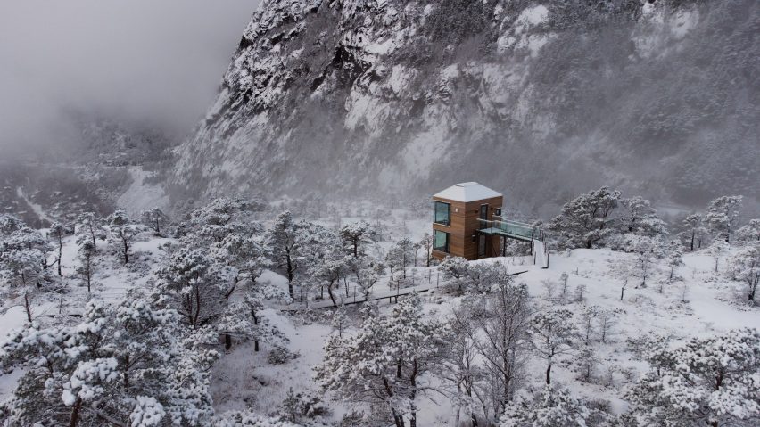 Exterior of Bolder Star Lodges in Norway by Snøhetta and Vipp