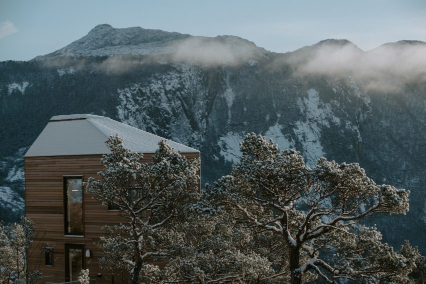 Exterior of Bolder Star Lodges in Norway by Snøhetta and Vipp