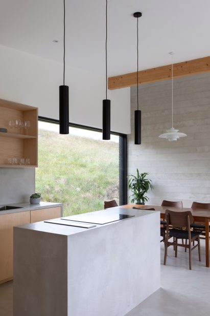 Interior image of a kitchen and dining area