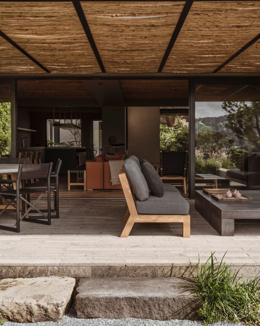 Lounge and sun deck, Casa Tres Árboles in Valle de Bravo by Direccion