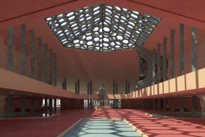 Unbuilt Arizona capitol Frank Lloyd Wright interior