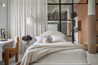 Bedroom interior of Dumbo Loft by Crystal Sinclair Designs