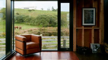 Living room at Enough House, Canada, by Brian MacKay-Lyons