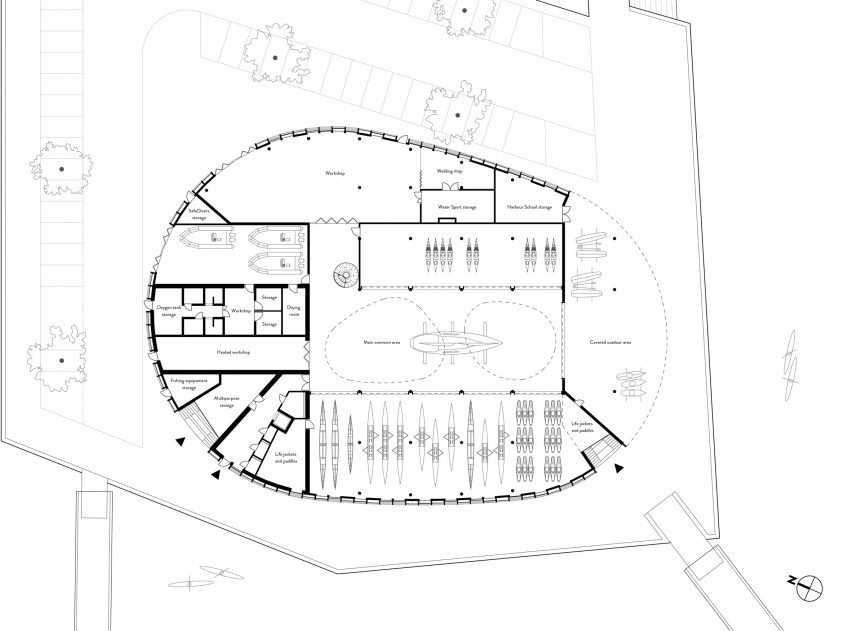Ground floor plan of Esbjerg Maritime Center by Snøhetta and WERK Arkitekter