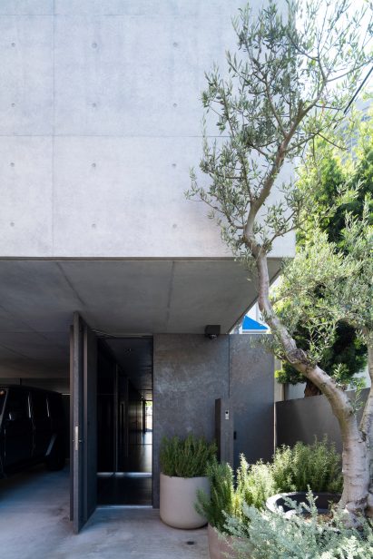 Entrance to concrete home in Japan