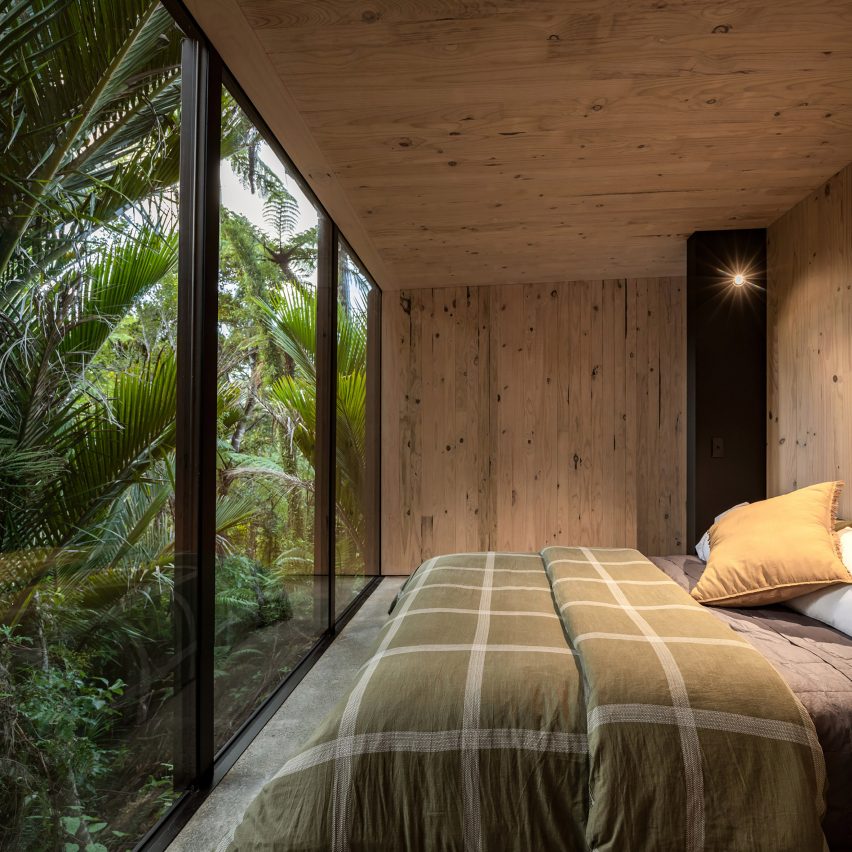 Interior of the Biv Punakaiki cabin by Fabric Architecture