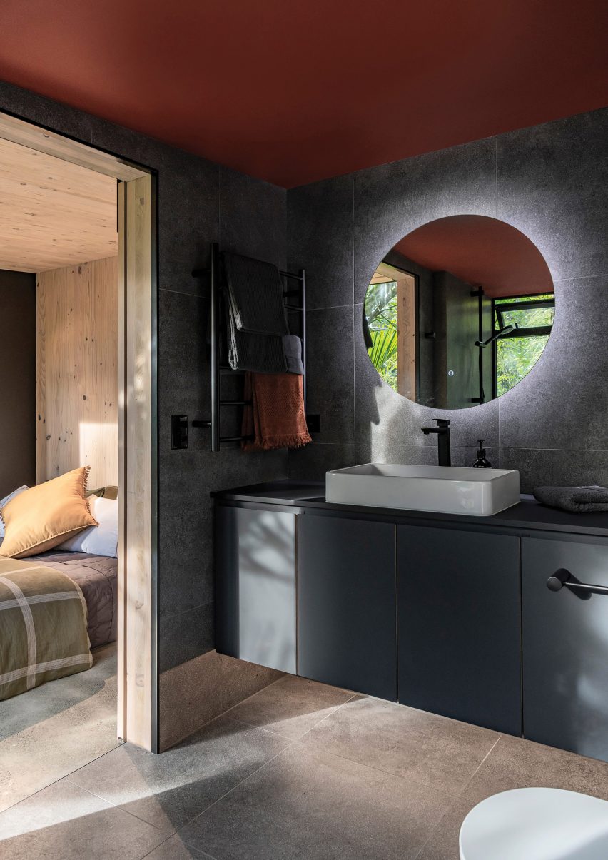Interior of the Biv Punakaiki cabin by Fabric Architecture