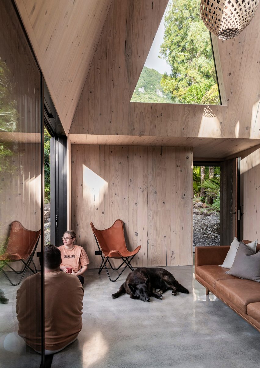 Interior of the Biv Punakaiki cabin by Fabric Architecture