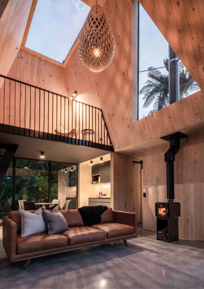 Interior of the Biv Punakaiki cabin by Fabric Architecture