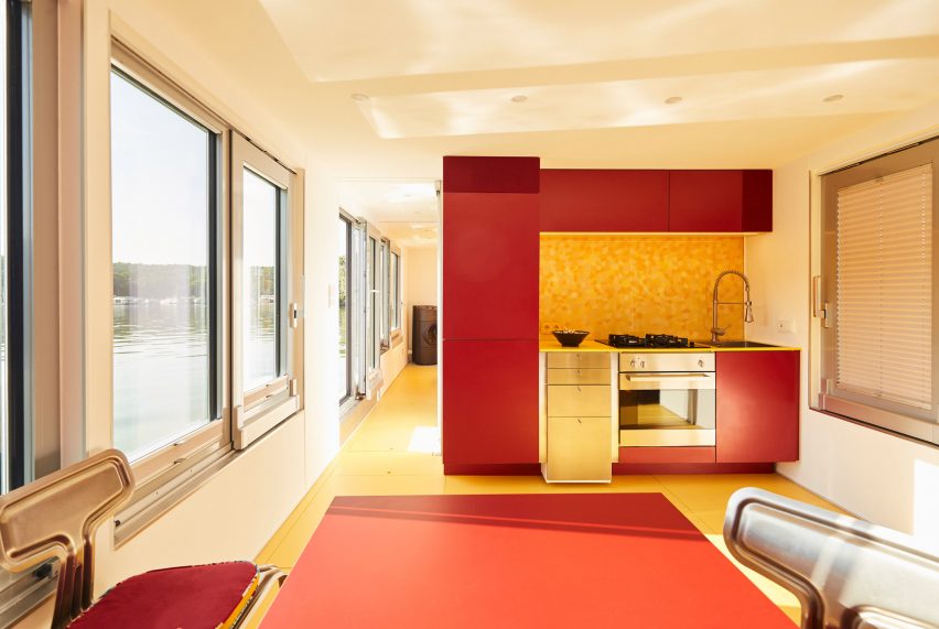 Interior of Fàng Sōng houseboat in Berlin by Crossboundaries