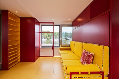 Interior of Fàng Sōng houseboat in Berlin by Crossboundaries
