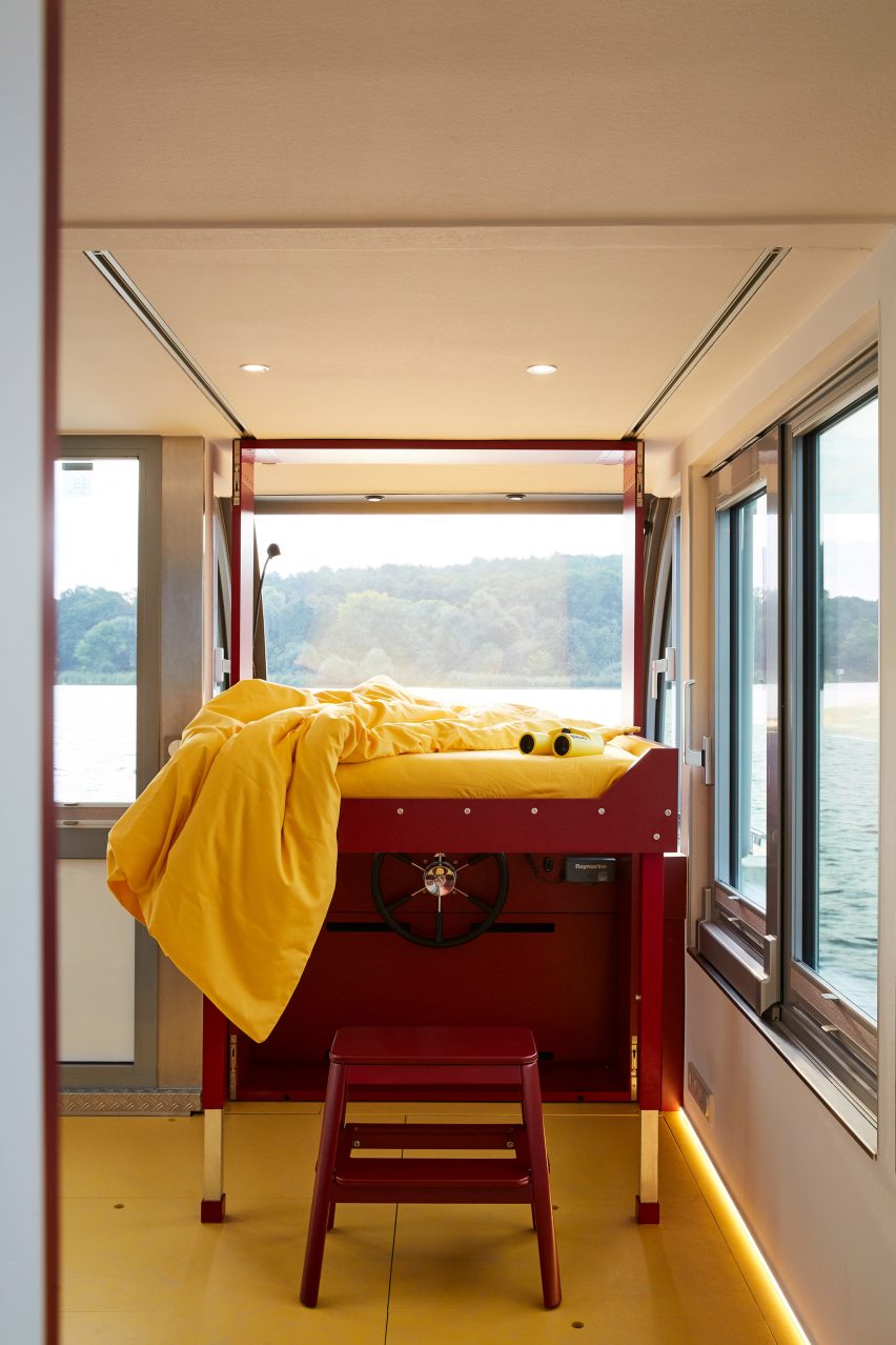 Interior of Fàng Sōng houseboat in Berlin by Crossboundaries