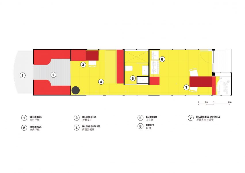 Plan of Fàng Sōng houseboat in Berlin by Crossboundaries