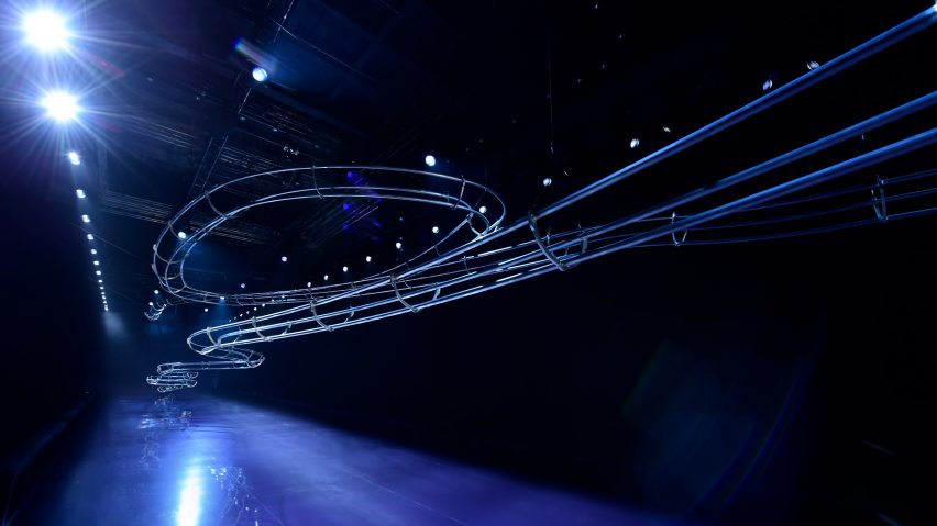 Image of the pinball installation at the fendi show