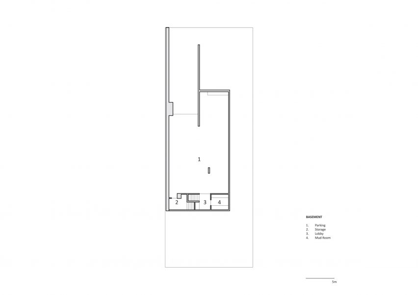 Basement floor plan of The Courtyard Residence by FGR Architects
