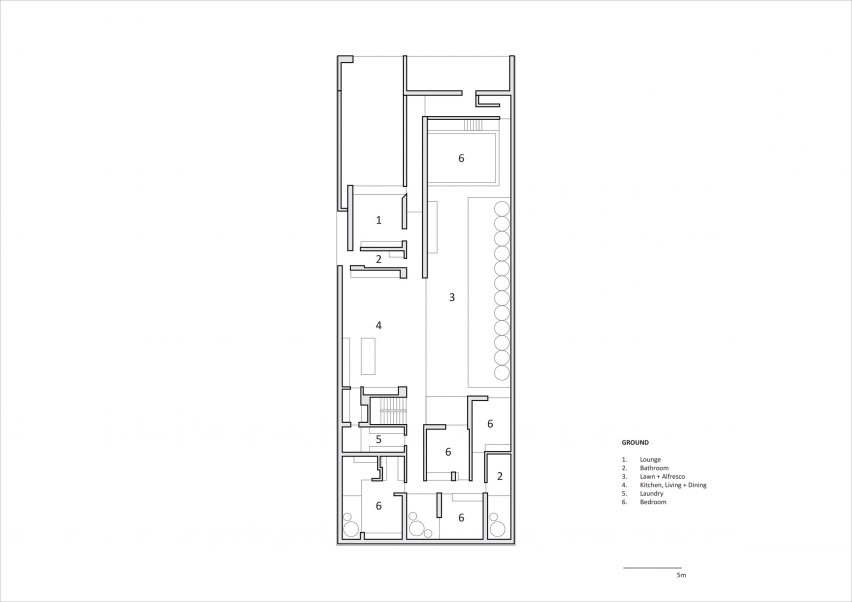 Ground floor plan of The Courtyard Residence by FGR Architects