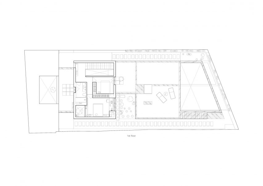 First floor plan of Forte House by Pema Studio in Santo Tirso