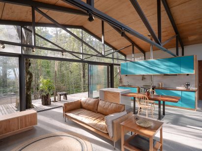 Interior living space at Quilanto House by Hebra Arquitectos