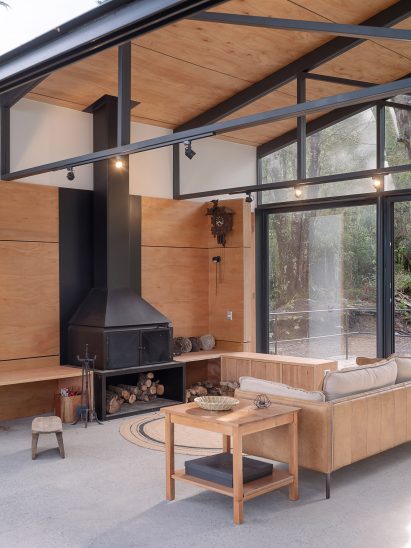 Interior living space at Quilanto House by Hebra Arquitectos