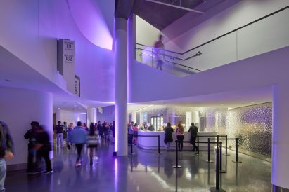Interior of YouTube Theater with guests walking