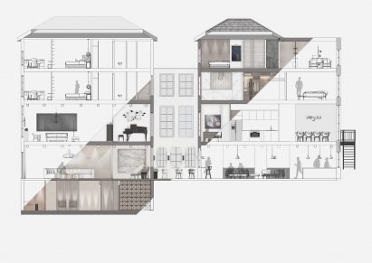 Sectional diagram of a multi-storey building