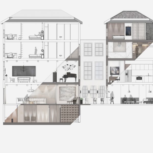 Sectional diagram of a multi-storey building