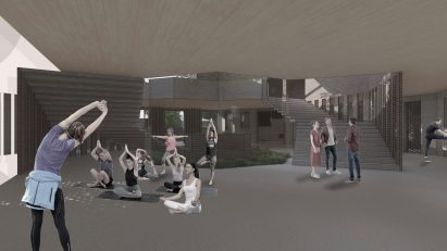 Interior design of a yoga studio by student at Kingston University