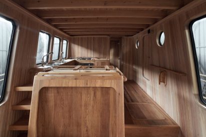Kon-Tiki interior with kitchen and stairs