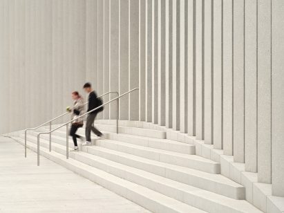 Pre-cast concrete columns on pavilion at art gallery in Canada