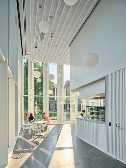 Shadows and light within cafe in extension at Beaverbrook Art Gallery
