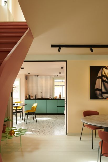 Interior image of a kitchen at The Pink Villa