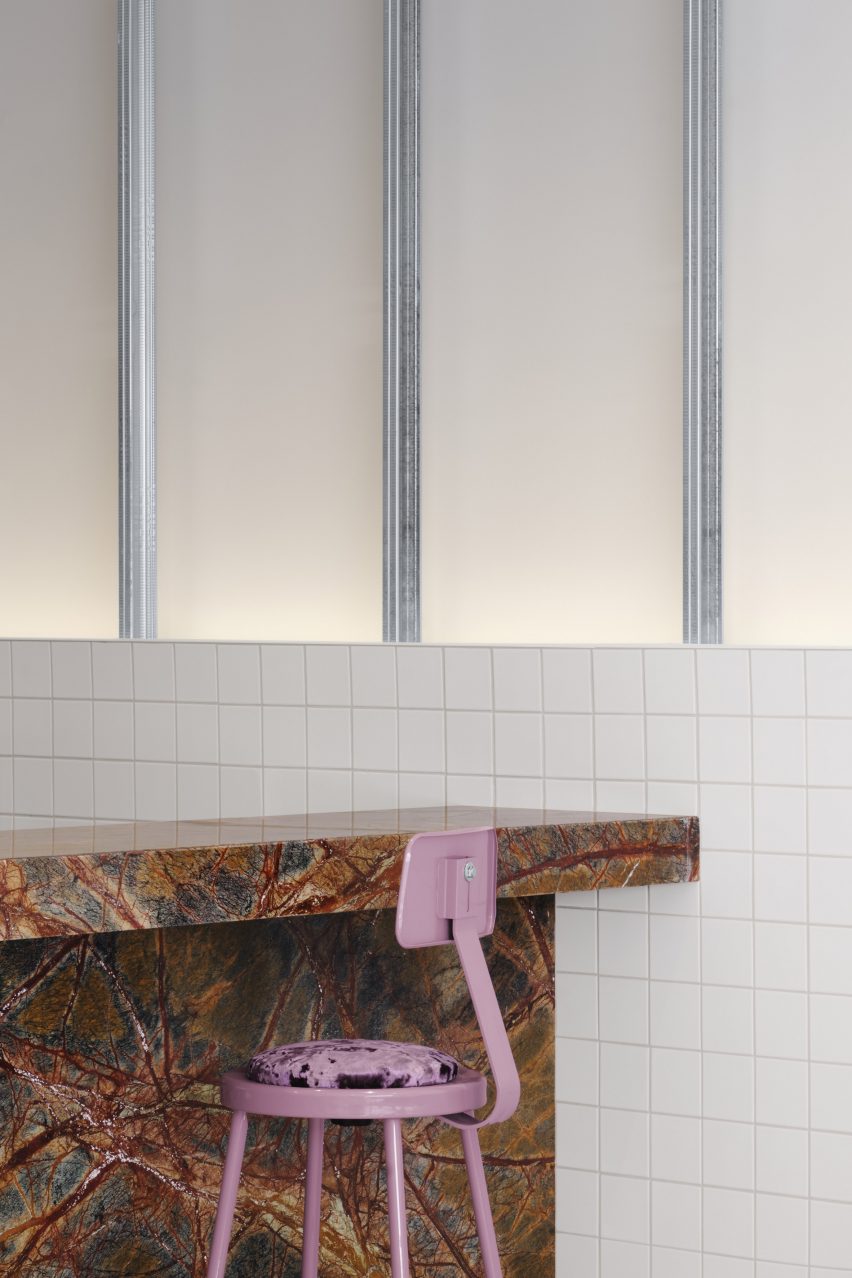 Detail of bar counter and stool