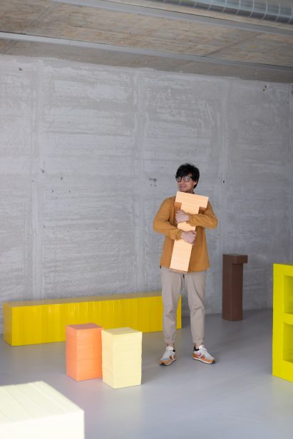 Marco Campardo holding his Jello stool