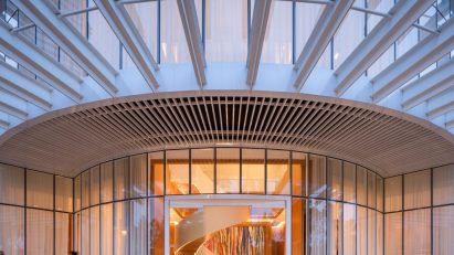 Entrance to Pelli Clarke and Partners Mexico City Mitikah tower
