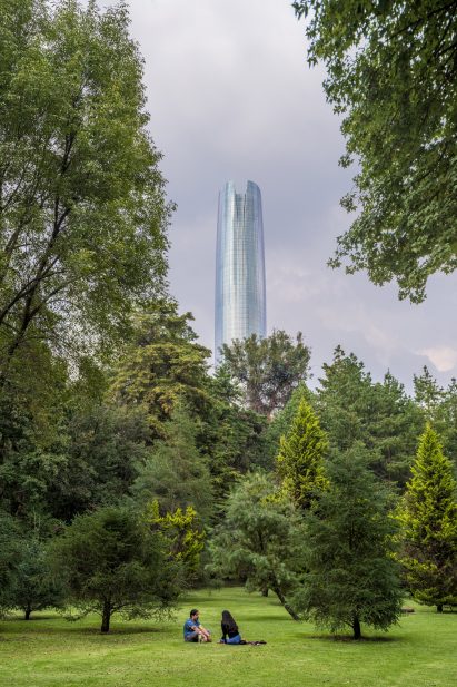 Mitikah seen from park with people lounging