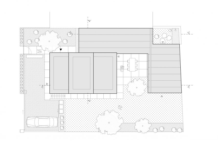 Roof plan of Na Rade House by NOIZ architekti