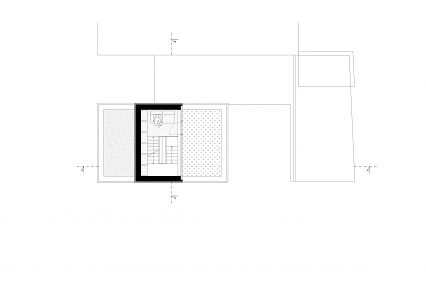 Third floor plan of Na Rade House by NOIZ architekti