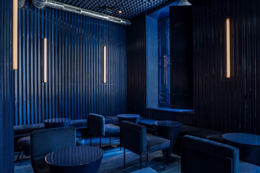 Blue room in Naked and Famous bar by Lucas y Hernández-Gil