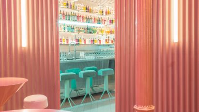 Doorway to laboratory room in Naked and Famous bar by Lucas y Hernández-Gil