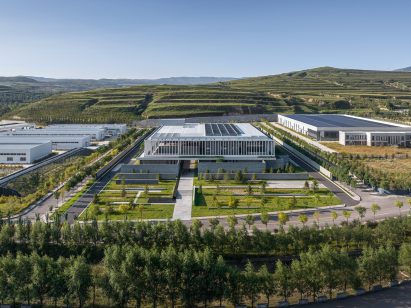 Aerial view of Ningwu Oatmeal Factory in China