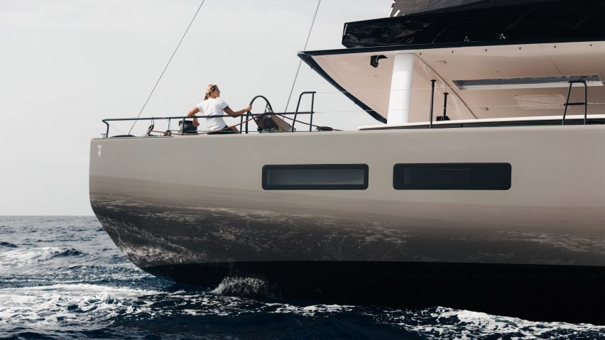 Exterior shot of woman on yacht