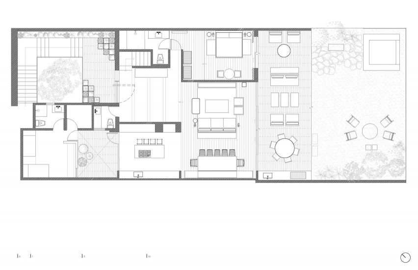 Ground floor plan, Casa Tres Árboles in Valle de Bravo by Direccion