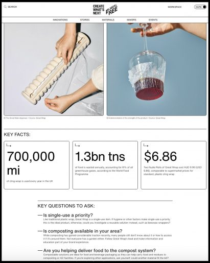Screenshot of material report by A Plastic Planet