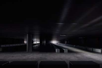 Interior image of the Prada Autumn Winter 2023 menswear show