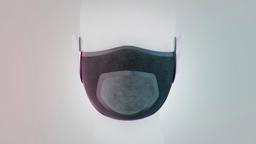 A model head wearing a face mask