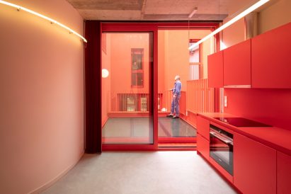 Red interior of Las Casitas