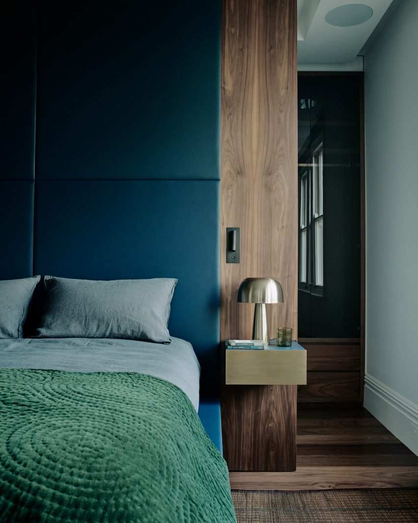 Bedroom interior at Quatrefoil House by Hyde + Hyde