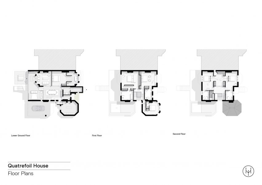 Floor plan of Quatrefoil House by Hyde + Hyde