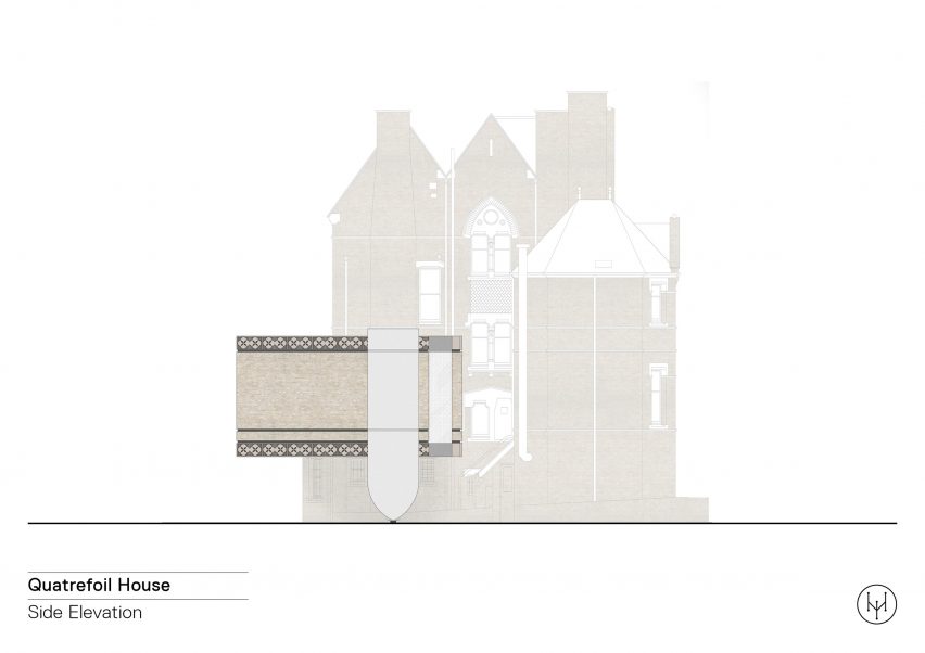 Elevation drawing of Quatrefoil House by Hyde + Hyde